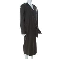 Pre Owned Max Mara Khaki Green Cotton Cosmos Tuxedo Dress L