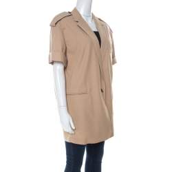Pre Owned Max Mara Beige Cotton Half Sleeve Mayaka Jacket L