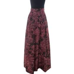 Max Mara Burgundy Printed Silk Maxi Skirt S