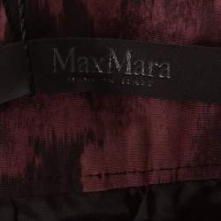 Pre Owned Max Mara Burgundy Printed Silk Maxi Skirt S