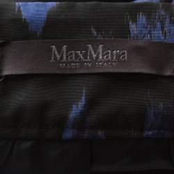 Pre Owned Max Mara Blue Printed Silk Maxi Skirt L