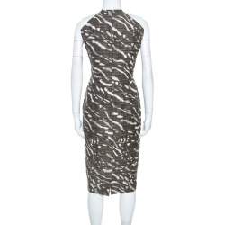 Pre Owned Max Mara Bicolor Patterned Knit Sleeveless Midi Dress M