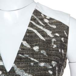 Pre Owned Max Mara Bicolor Patterned Knit Sleeveless Midi Dress M
