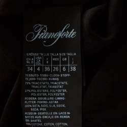 Pre Owned Max Mara Black Crepe Lace Trim Peplum Maxi Dress S