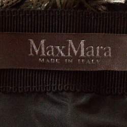 Pre Owned Max Mara Grey Metallic Jacquard Tinsel Fringed Maxi Skirt M