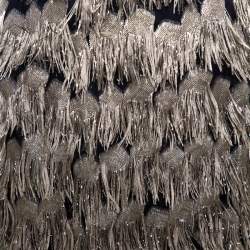 Pre Owned Max Mara Grey Metallic Jacquard Tinsel Fringed Maxi Skirt M