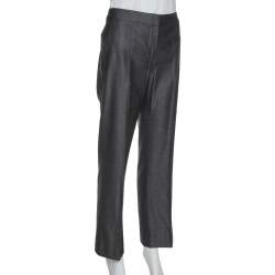 Pre Owned Max Mara Black Wool & Silk Tailored Pants M