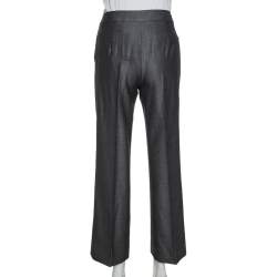 Pre Owned Max Mara Black Wool & Silk Tailored Pants M