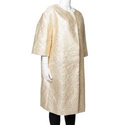 Pre Owned Max Mara Pale Yellow Lurex Jacquard Faenza Coat M