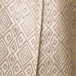 Pre Owned Max Mara Pale Yellow Lurex Jacquard Faenza Coat M
