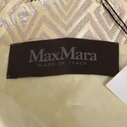Pre Owned Max Mara Pale Yellow Lurex Jacquard Faenza Coat M