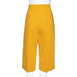 Pre Owned Max Mara Sfilata Yellow Cotton Straight Leg Capri Pants M