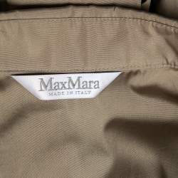 Pre Owned Max Mara Khaki Brown Cotton Button Front Pleated Shirt Dress S