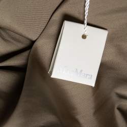 Pre Owned Max Mara Khaki Brown Cotton Button Front Pleated Shirt Dress S