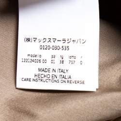 Pre Owned Max Mara Khaki Brown Cotton Button Front Pleated Shirt Dress S