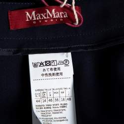 Pre Owned Max Mara Navy Blue Crepe Embellished Trimmed Remo Pants L
