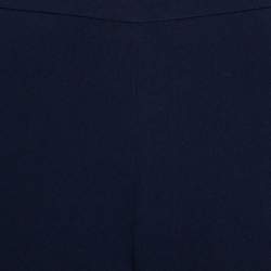 Pre Owned Max Mara Navy Blue Crepe Embellished Trimmed Remo Pants L