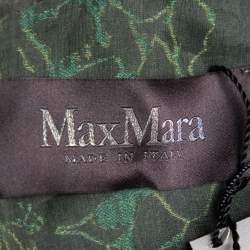 Pre Owned Max Mara Green Floral Embossed Jacquard Belted Sleeveless Sheath Dress L