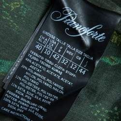 Pre Owned Max Mara Green Floral Embossed Jacquard Belted Sleeveless Sheath Dress L