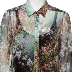 Pre Owned Max Mara Green Floral Printed Canneti Button Front Shirt S