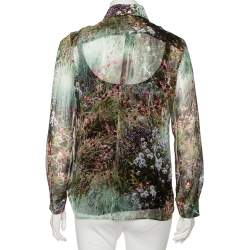 Pre Owned Max Mara Green Floral Printed Canneti Button Front Shirt S