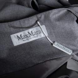 Pre Owned Max Mara Grey Wool Sleeveless Belted Coat M