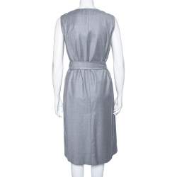 Pre Owned Max Mara Grey Wool Sleeveless Belted Coat M