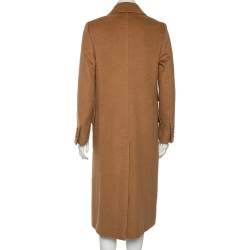 Pre Owned Max Mara Camel Wool Double Breasted Coat S