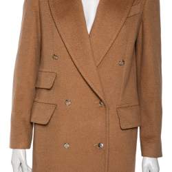 Pre Owned Max Mara Camel Wool Double Breasted Coat S