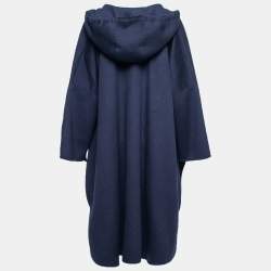Pre Owned Max Mara Midnight Blue Cashmere Oboe Hooded Cape S