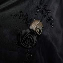 Pre Owned Max Mara Black Floral Applique Tulle Bubble Skirt S