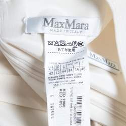 Pre Owned Max Mara Cream Wool Pleat Detailed Belted Shift Dress L