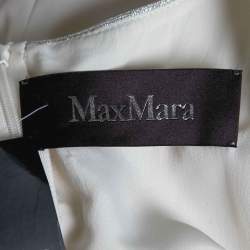 Pre Owned Max Mara Cream Crepe Metallic Trim Pleated Front Blouse XL