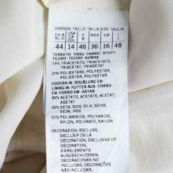 Pre Owned Max Mara Cream Crepe Metallic Trim Pleated Front Blouse XL