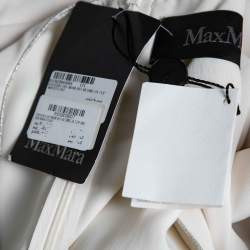 Pre Owned Max Mara Cream Crepe Metallic Trim Pleated Front Blouse XL