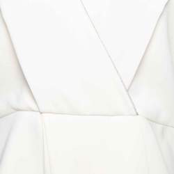 Pre Owned Max Mara Cream Crepe Metallic Trim Pleated Front Blouse XL