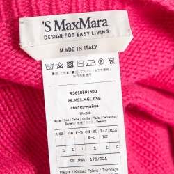 Pre Owned S'Max Mara Pink Cashmere Long Sleeve Crew Neck Sweater L