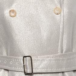 Pre Owned Max Mara Gold Lurex & Wool Double Breasted Haven Trench Coat S