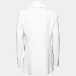 Pre Owned Max Mara Off White Wool Double Breasted Rebus Coat M