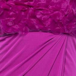 Pre Owned Max Mara Purple Jersey & Tulle Embellished Strapless Maxi Dress S