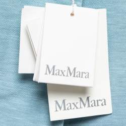 Pre Owned Max Mara Blue Linen & Silk Ottuso Double Breasted Blazer L