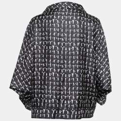 Pre Owned Max Mara Black Printed Silk Tunic Top L