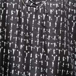 Pre Owned Max Mara Black Printed Silk Tunic Top L