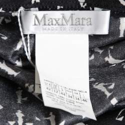 Pre Owned Max Mara Black Printed Silk Tunic Top L