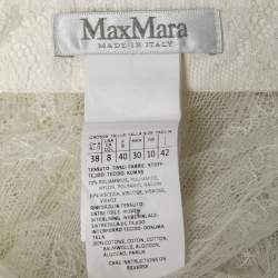 Max Mara White Lace Cometa Long Sleeve Button Front Blouse M