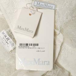 Max Mara White Lace Cometa Long Sleeve Button Front Blouse M