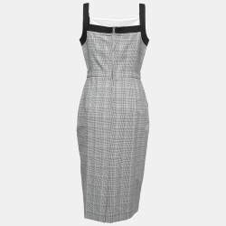 Pre Owned Max Mara Black Checked Cotton Sleeveless Midi Dress M