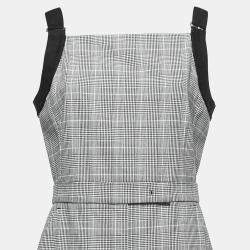 Pre Owned Max Mara Black Checked Cotton Sleeveless Midi Dress M