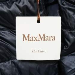 Max Mara The Cube Midnight Blue Quilted Synthetic Belted Hooded Coat M