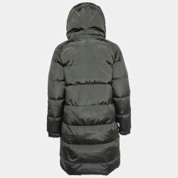 Pre Owned Max Mara Green/Beige Quilted Nylon Padded Mid Length Reversible Coat XS